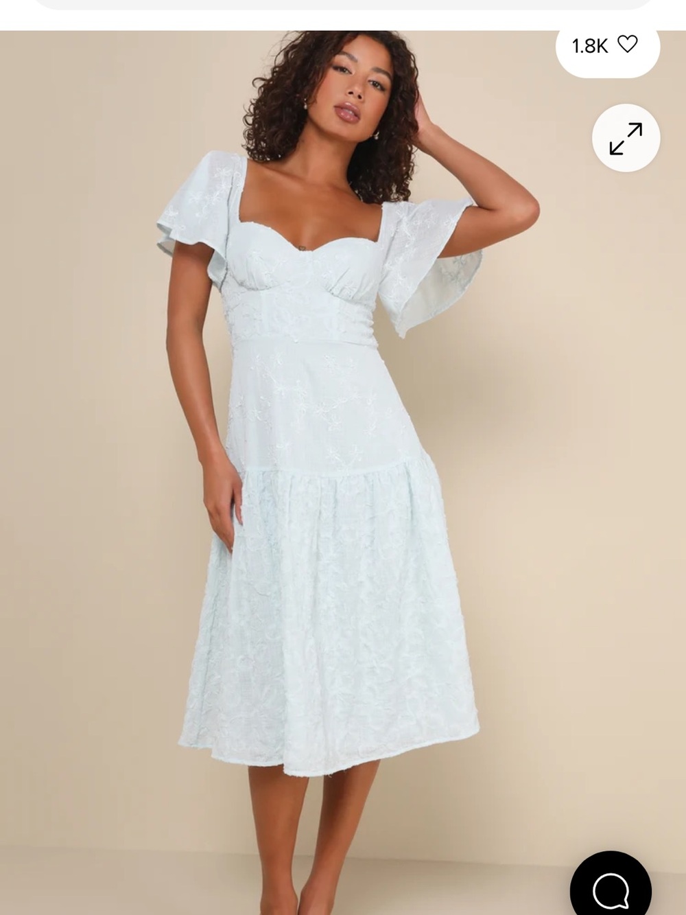 Women's Light Blue Eyelet Midi Dress Worn Once
